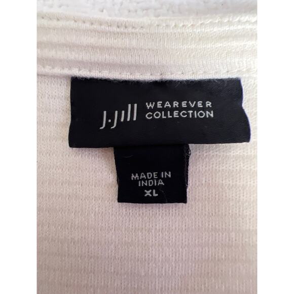 J.Jill Wearever Collection Striped Top Women’s XL Navy Cream Cotton Blend - Picture 2 of 6